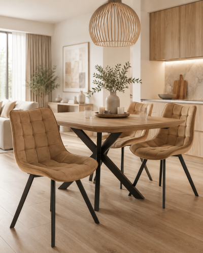Krzesło tapicerowane Miki II Welur Riviera 24 Cappuccino