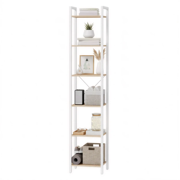 Regał Loft industrialny wąski, wysoki 187 cm beżowo/biały