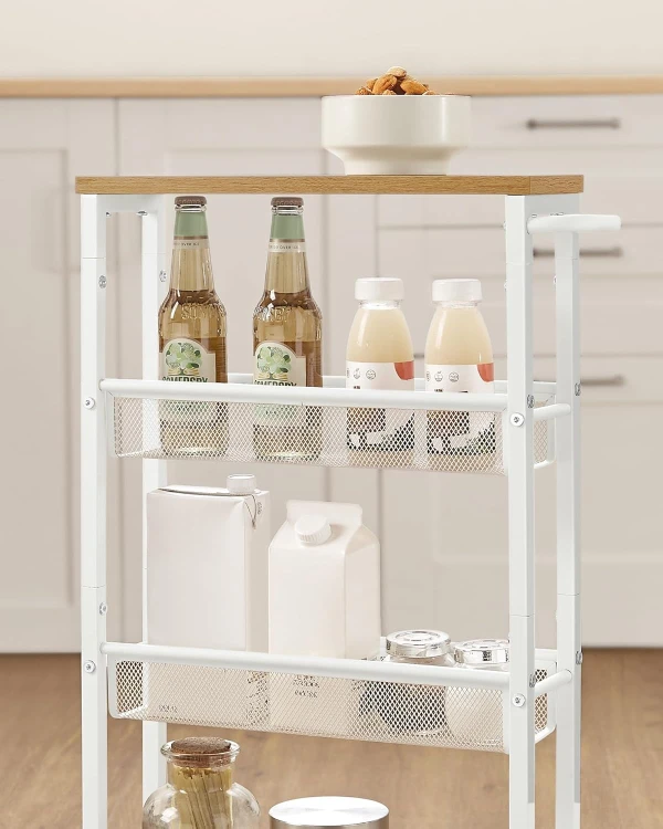 Wózek kuchenny mobilny 4-poziomowy 13x45,4x77 cm Dąb Biały