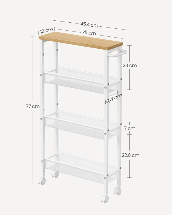 Wózek kuchenny mobilny 4-poziomowy 13x45,4x77 cm Dąb Biały