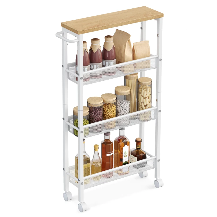 Wózek kuchenny mobilny 4-poziomowy 13x45,4x77 cm Dąb Biały