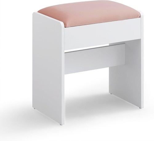 Taboret siedzisko do toaletki nowoczesne tkanina aksamitna białe/pastelowy róża