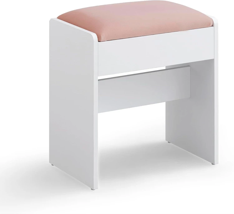 Taboret siedzisko do toaletki nowoczesne tkanina aksamitna białe/pastelowy róża
