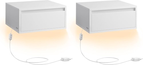 Zestaw 2 sztuk wiszących szafek nocnych ze stacją ładująca i oświetleniem LED