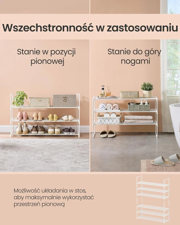 Otwarty regał na buty pomieści 20 par w kolorze białym