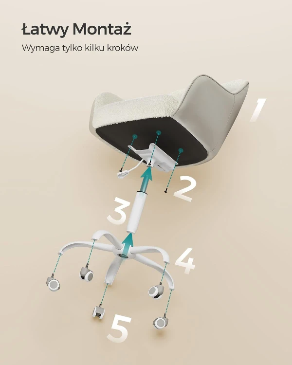 Fotel biurowy obrotowy z regulacją wysokości w kolorze beżowym