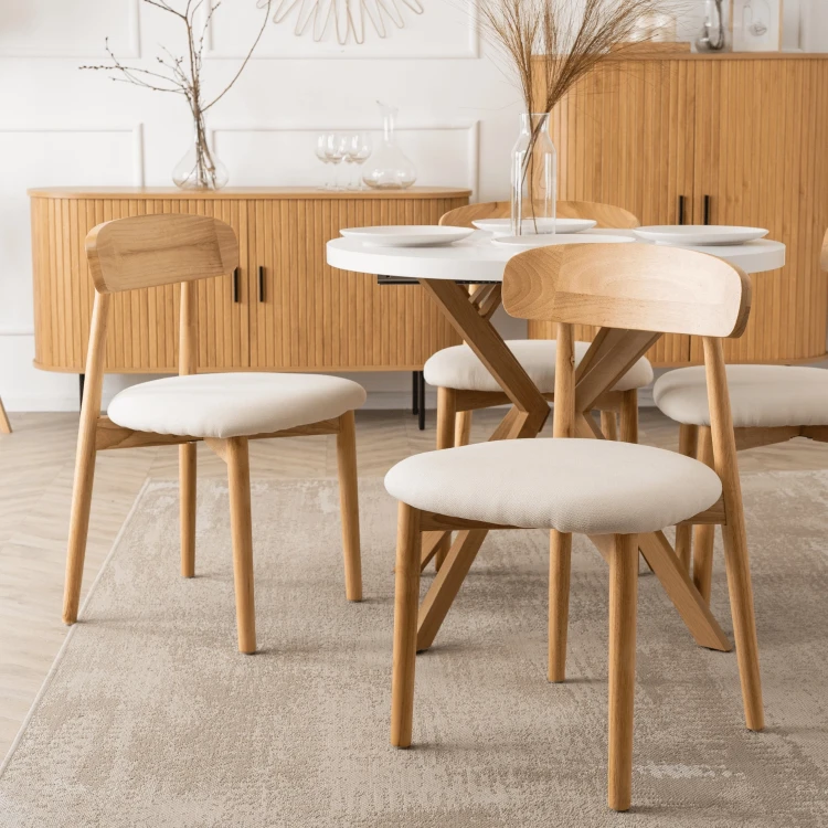 Krzesło tapicerowane ALFA Dąb/Beż