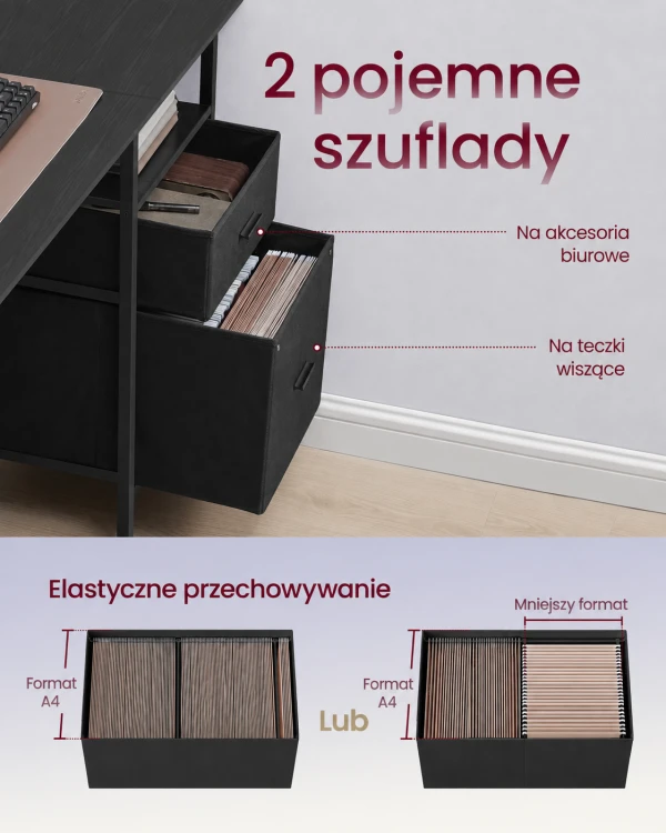 Biurko komputerowe z nadstawką i oświetleniem LED Czarne