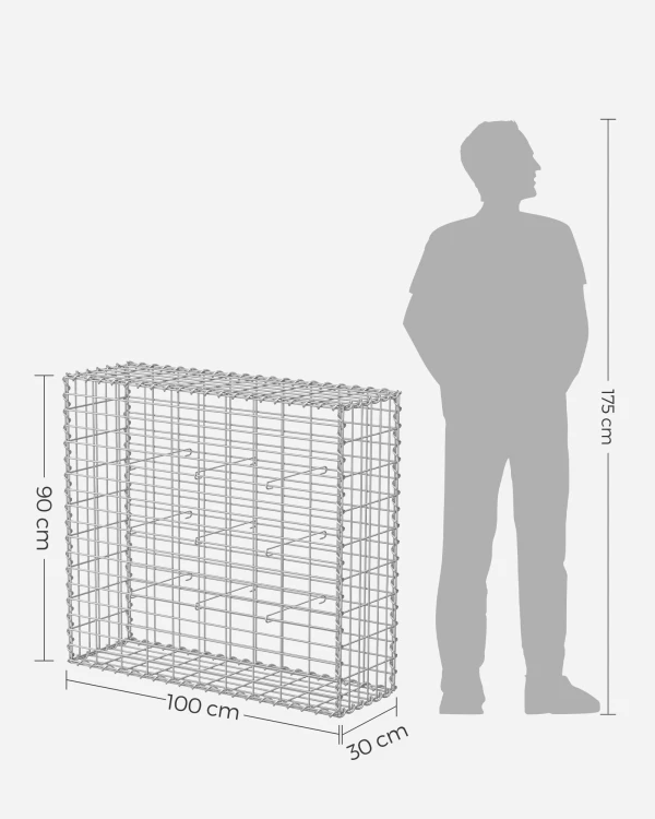 Kosz gabionowy ogrodowy 100 × 90 × 30 cm stal ocynkowana 4 mm