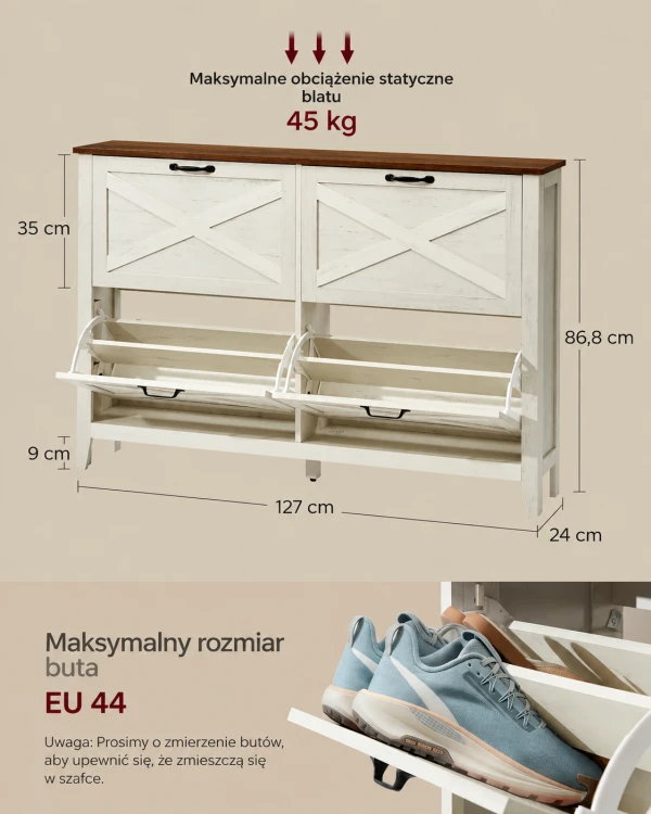 Szafka na buty rustykalna 127 cm - 4 szafki na buty