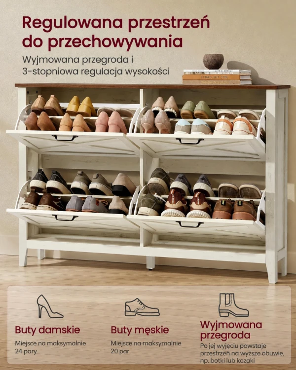 Szafka na buty rustykalna 127 cm - 4 szafki na buty
