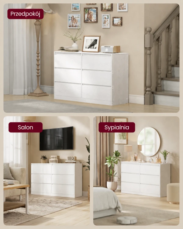 Komoda PEGO 6 - szuflad 119x75x40 cm w kolorze białym