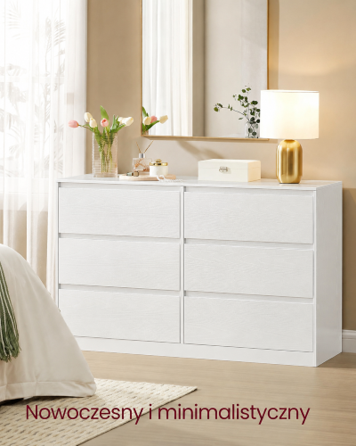 Komoda PEGO 6 - szuflad 119x75x40 cm w kolorze białym