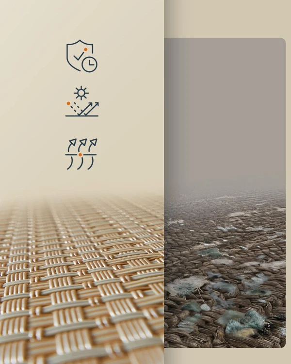 Kosz na pranie 3 komorowy 140l beżowy/rattan
