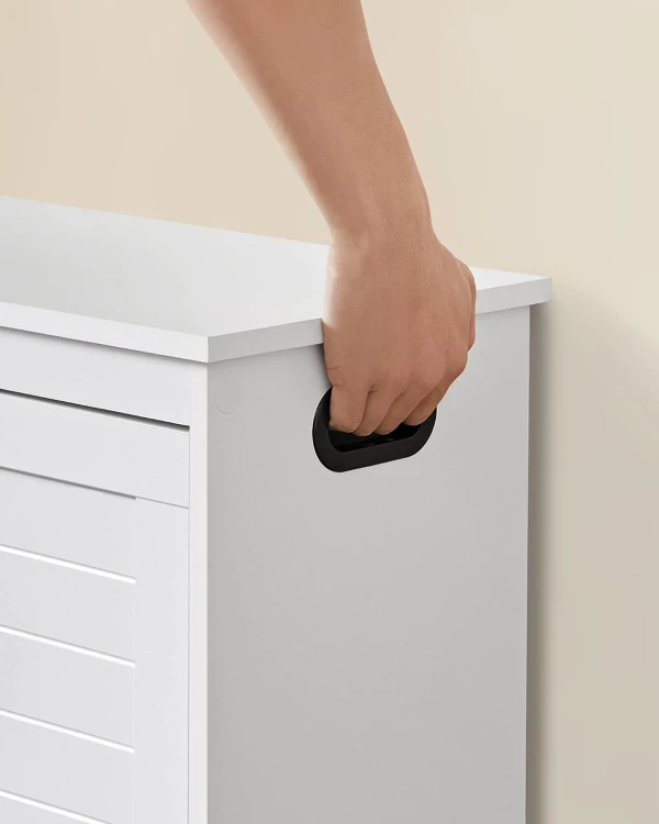 Szafka na buty z siedziskiem z uchwytami po bokach w kolorze białym