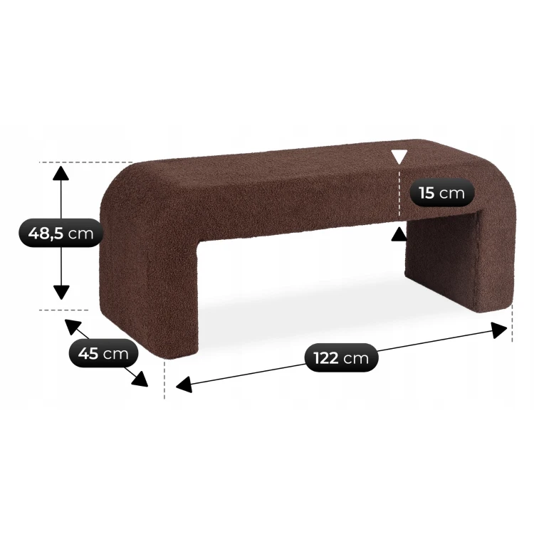 Pufa tapicerowana ARMA brązowa boucle 120x45 cm