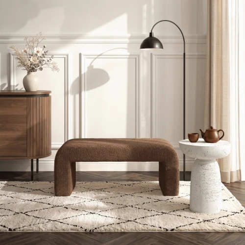 Pufa tapicerowana ARMA brązowa boucle 120x45 cm