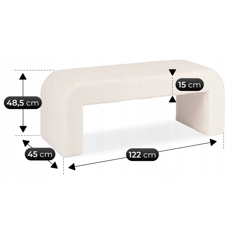 Pufa tapicerowana ARMA kremowa boucle 120x45 cm