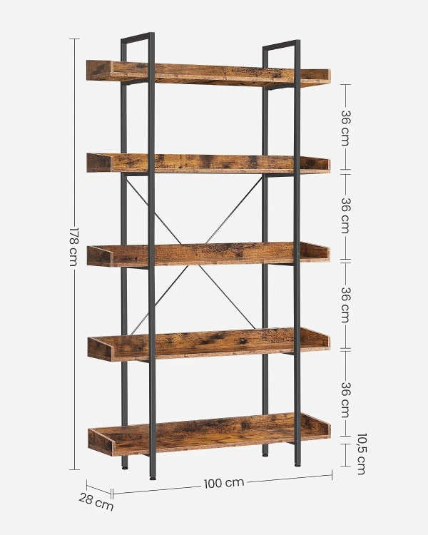 Regał industrialny 5-poziomowy 100 × 178 cm rustykalny brąz / czarny