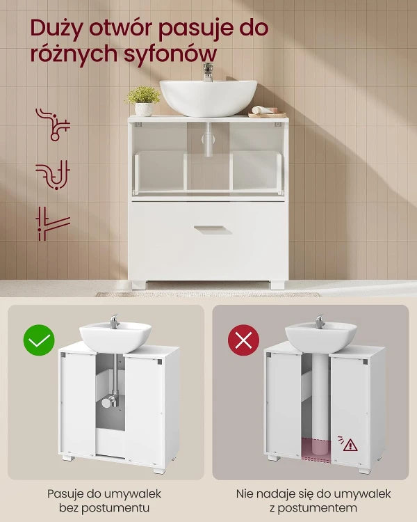Szafka pod umywalkę z 2 szufladami w kolorze białym