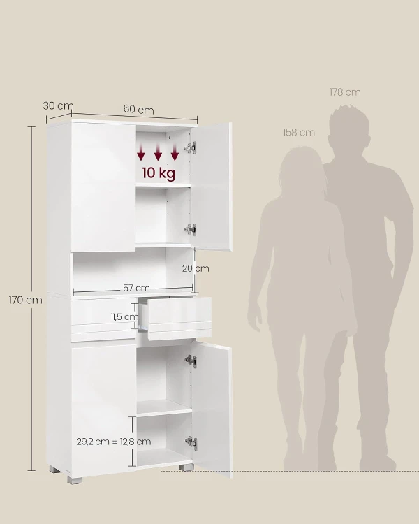 Szafka łazienkowa 60 × 170 cm – biała