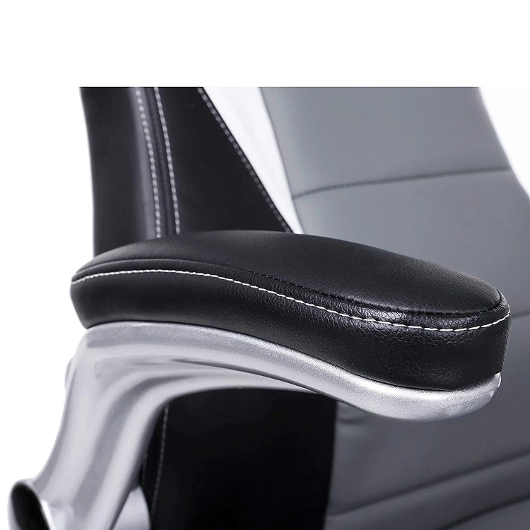 Fotel gamingowy ergonomiczny czarno-szaro-biały do 150 kg