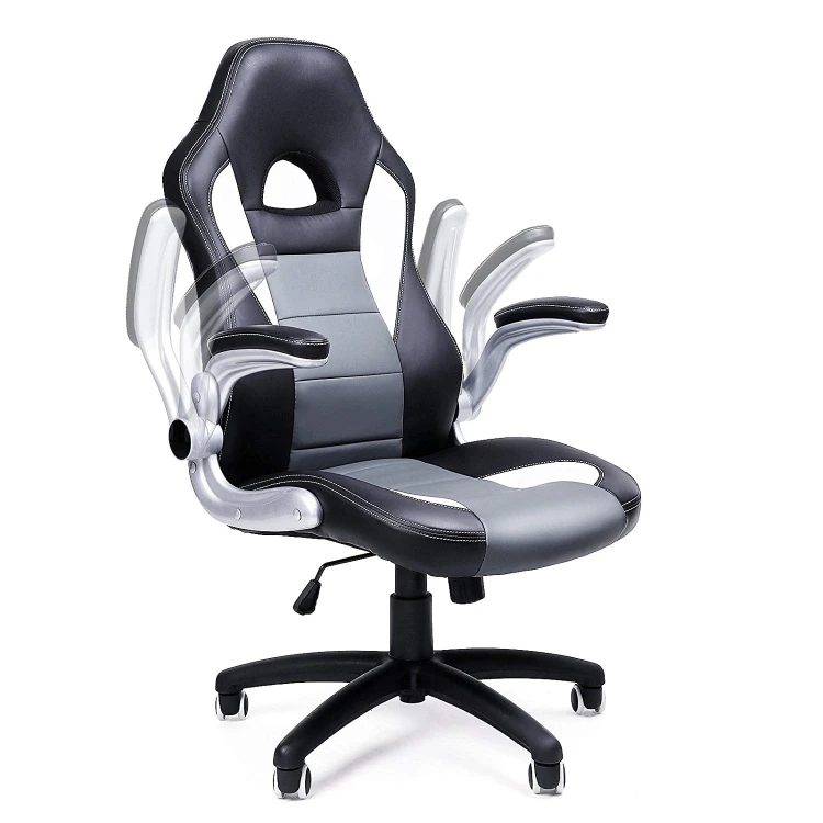 Fotel gamingowy ergonomiczny czarno-szaro-biały do 150 kg