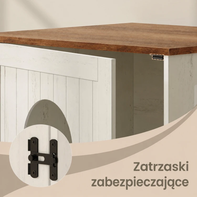 Kuweta dla kota domek dla kota z haczykami vintage, biel i miodowy brąz