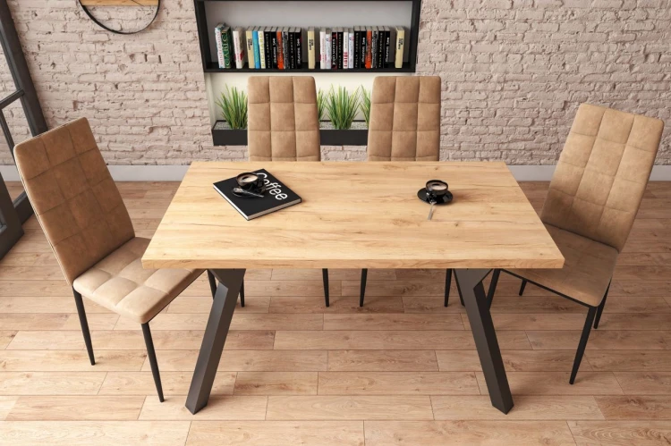 Stół do jadalni LAVO 67x128 cm dąb złoty craft/nogi czarne