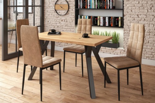 Stół do jadalni LAVO 67x128 cm dąb złoty craft/nogi czarne