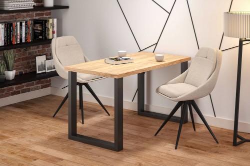 Stół do jadalni VARGO 67x128 cm dąb złoty craft/nogi czarne