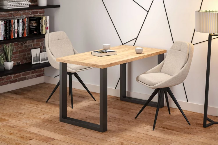 Stół do jadalni VARGO 67x128 cm dąb złoty craft/nogi czarne