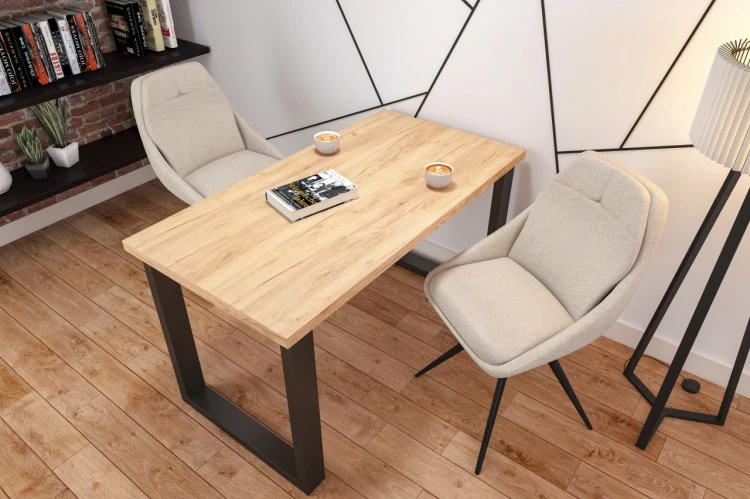 Stół do jadalni VARGO 67x128 cm dąb złoty craft/nogi czarne