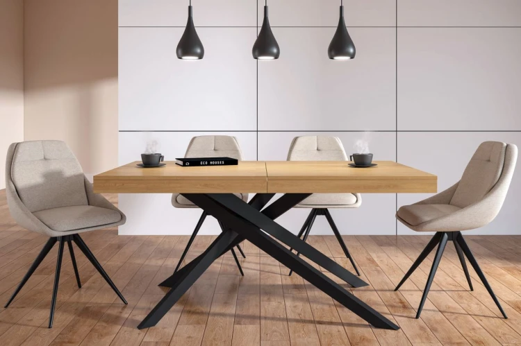 Stół rozkładany ORENO 160–240x90 cm dąb naturalny / czarny