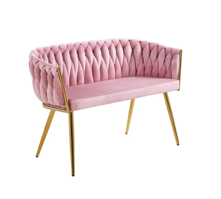 Sofa MALVA różowa velvet / złoty