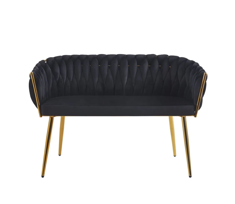 Sofa MALVA czarny velvet / złoty