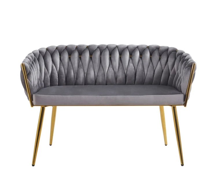 Sofa MALVA szary velvet / złoty