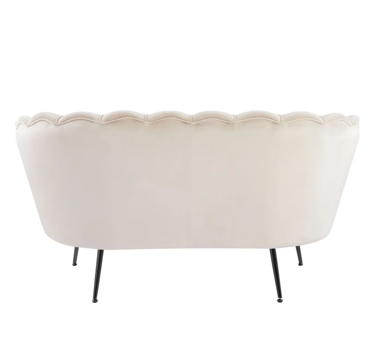 Sofa dwuosobowa MALMO kremowa – welur, czarne metalowe nogi