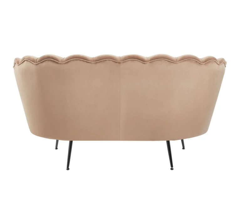 Sofa dwuosobowa MALMO Cappuccino– welur, czarne metalowe nogi
