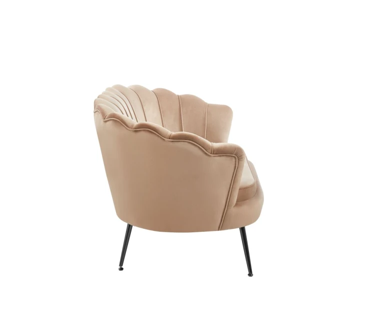 Sofa dwuosobowa MALMO Cappuccino– welur, czarne metalowe nogi