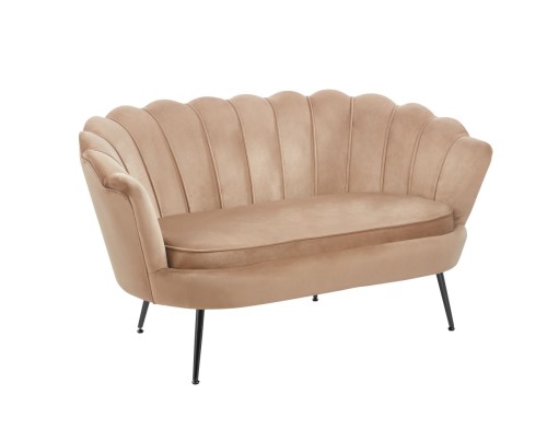 Sofa dwuosobowa MALMO Cappuccino– welur, czarne metalowe nogi