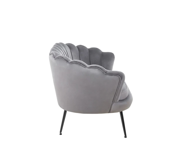 Sofa dwuosobowa MALMO Szara– welur, czarne metalowe nogi