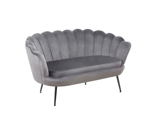 Sofa dwuosobowa MALMO Szara– welur, czarne metalowe nogi