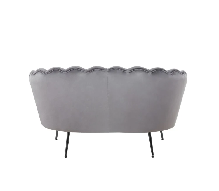Sofa dwuosobowa MALMO Szara– welur, czarne metalowe nogi