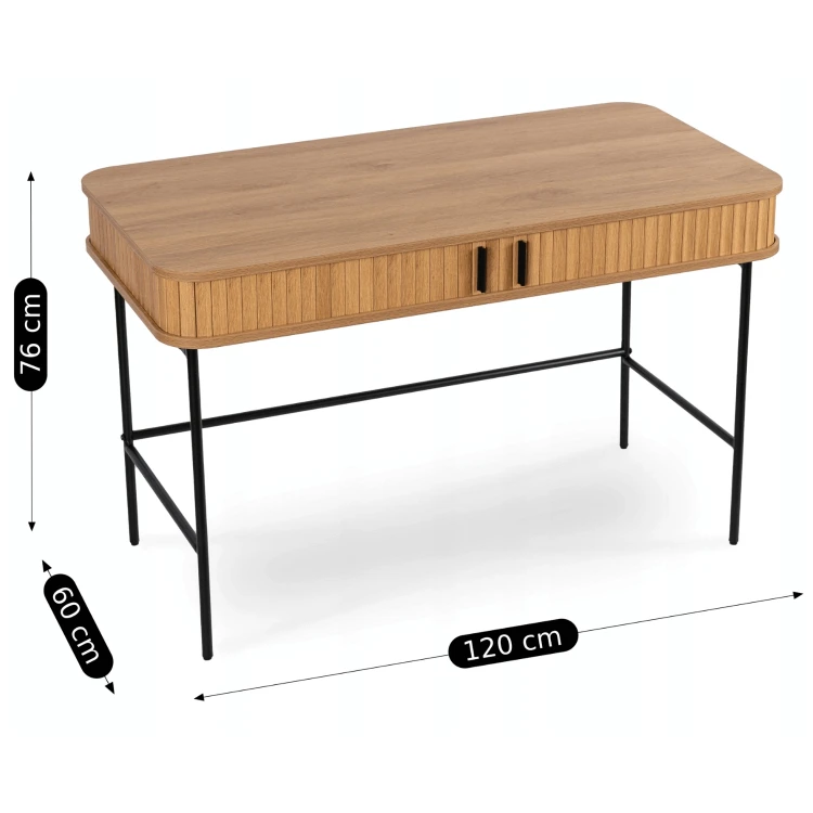 Toaletka konsola WOOD 120 cm dąb Ryflowana