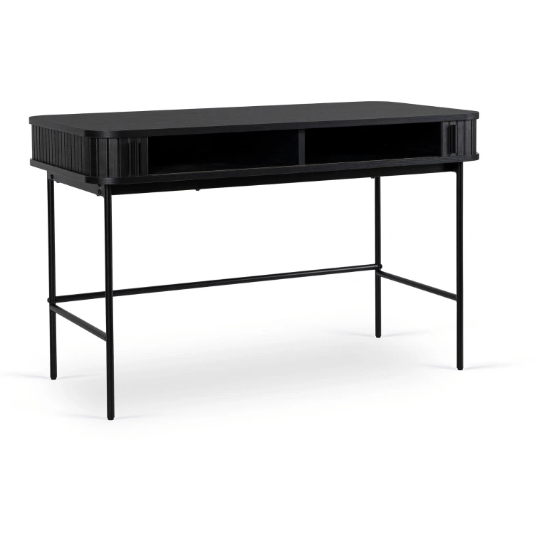 Toaletka biurko WOOD 120 cm Czarne - ryflowane fronty