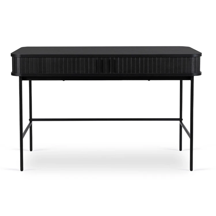 Toaletka biurko WOOD 120 cm Czarne - ryflowane fronty
