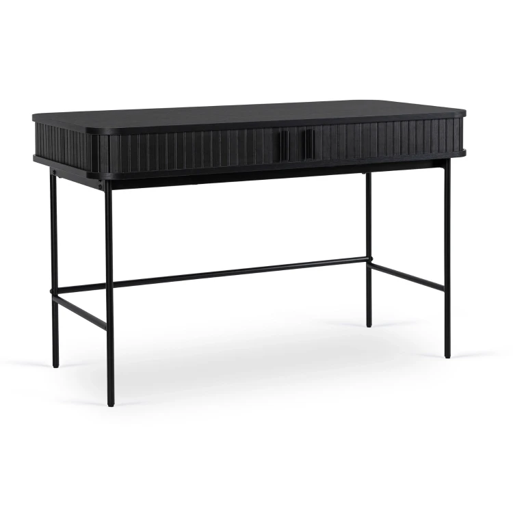 Toaletka biurko WOOD 120 cm Czarne - ryflowane fronty