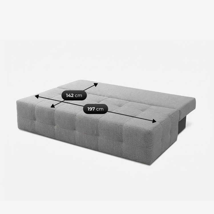 Sofa rozkładana NOVA szara - szenil funkcja spania 142x197 cm