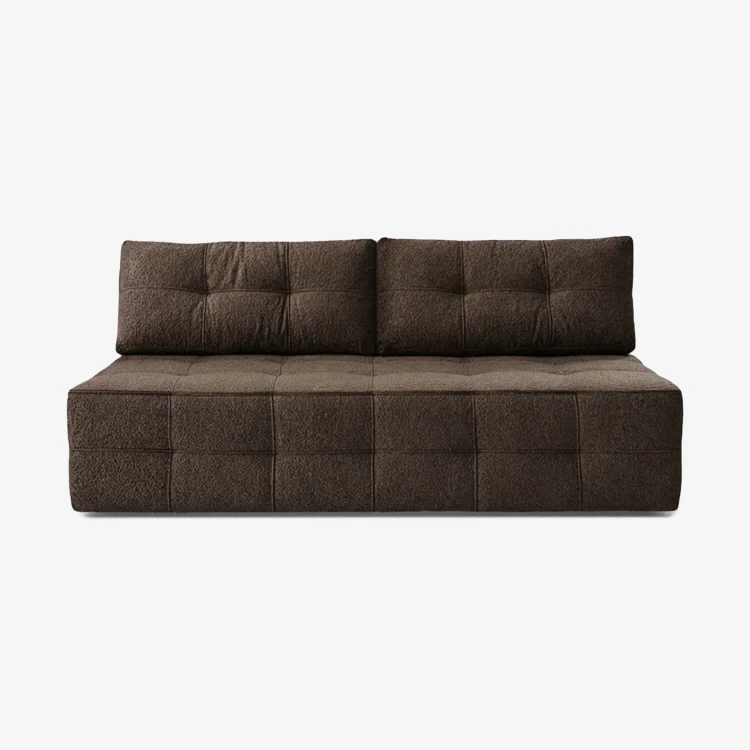 Sofa rozkładana ELVA mocca – boucle, funkcja spania 142 × 197 cm
